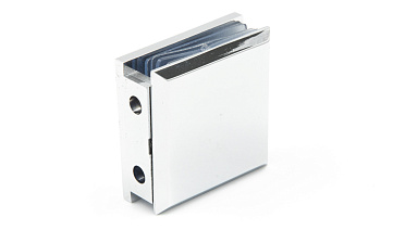 Коннектор для душевой  стена-стекло 45х45 мм, 90°, с двумя отверстиями, цинк, полированный t731 PZn купить в Екатеринбурге