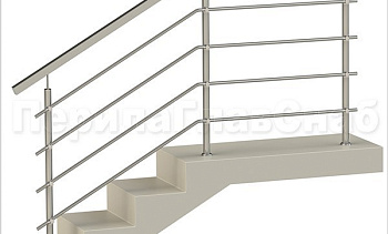 Четыре ригеля на держателях, квадратный поручень и круглые стойки в Екатеринбурге. Готовые проекты ПерилаГлавСнаб