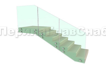 Ограждение для лестницы на несущем стекле с точечным креплением в торец для крыльца купить в Екатеринбурге