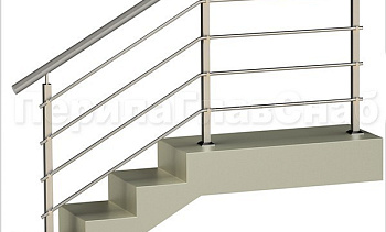 Четыре ригеля на держателях, круглый поручень и квадратные стойки в Екатеринбурге. Готовые проекты ПерилаГлавСнаб Четыре ригеля на держателях, круглый поручень и квадратные стойки в Екатеринбурге. Готовые проекты ПерилаГлавСнаб