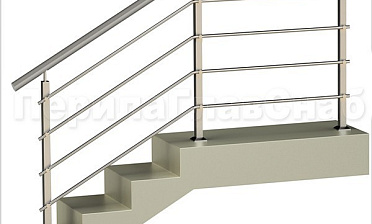 Четыре ригеля на держателях, круглый поручень и квадратные стойки купить в Екатеринбурге