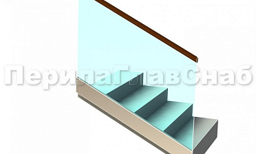 Ограждение с деревянным поручнем на профиле на лестнице купить в Екатеринбурге