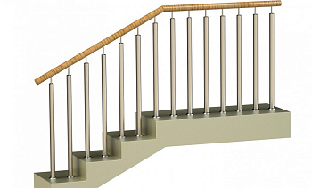 Ограждения с двумя стойками в каждую ступень с пластиковым поручнем и без ригелей в Екатеринбурге. Готовые проекты ПерилаГлавСнаб Ограждения с двумя стойками в каждую ступень с пластиковым поручнем и без ригелей в Екатеринбурге. Готовые проекты ПерилаГлавСнаб