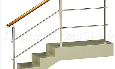 Два ригеля на держателях, круглый деревянный поручень и круглые стойки купить в Екатеринбурге