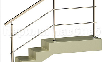 Два ригеля на держателях, квадратный поручень и круглые стойки в Екатеринбурге. Готовые проекты ПерилаГлавСнаб