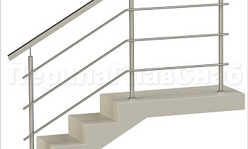 Три ригеля на сварке, квадратный поручень и круглые стойки в Екатеринбурге. Готовые проекты ПерилаГлавСнаб