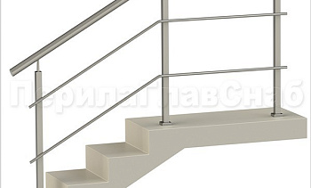 Два ригеля на сварке, круглый поручень и квадратные стойки в Екатеринбурге. Готовые проекты ПерилаГлавСнаб