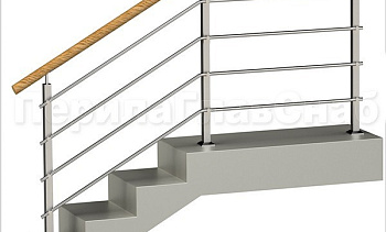 Четыре ригеля на держателях, круглый пластиковый поручень и квадратные стойки в Екатеринбурге. Готовые проекты ПерилаГлавСнаб Четыре ригеля на держателях, круглый пластиковый поручень и квадратные стойки в Екатеринбурге. Готовые проекты ПерилаГлавСнаб