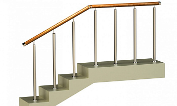 Ограждения со стойками в каждую ступень с круглым деревянным поручнем без ригелей в Екатеринбурге. Готовые проекты ПерилаГлавСнаб Ограждения со стойками в каждую ступень с круглым деревянным поручнем без ригелей в Екатеринбурге. Готовые проекты ПерилаГлавСнаб