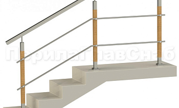 Два ригеля на держателях, квадратный поручень и квадратные деревянные стойки в Екатеринбурге. Готовые проекты ПерилаГлавСнаб Два ригеля на держателях, квадратный поручень и квадратные деревянные стойки в Екатеринбурге. Готовые проекты ПерилаГлавСнаб