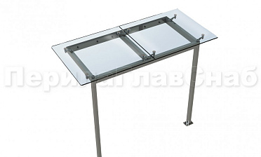Стеклянный козырек на прямом каркасе со стойками купить в Екатеринбурге