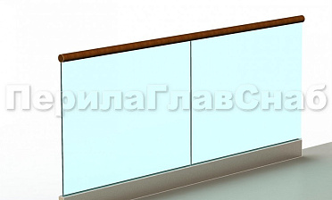 Ограждение с деревянным поручнем на профиле купить в Екатеринбурге