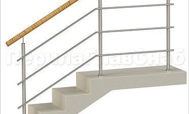 Три ригеля на сварке, круглый пластиковый поручень и круглые стойки купить в Екатеринбурге