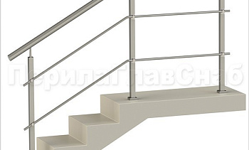 Два ригеля на держателях, круглый поручень и квадратные стойки в Екатеринбурге. Готовые проекты ПерилаГлавСнаб