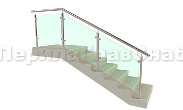 Ограждение для лестницы из нержавейки с зажимными стеклодержателями для крыльца купить в Екатеринбурге
