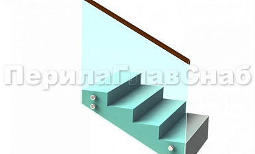 Ограждение с деревянным поручнем на точечном креплении на лестнице купить в Екатеринбурге