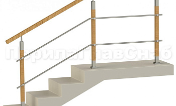 Два ригеля на держателях, квадратный деревянный поручень и квадратные деревянные стойки в Екатеринбурге. Готовые проекты ПерилаГлавСнаб Два ригеля на держателях, квадратный деревянный поручень и квадратные деревянные стойки в Екатеринбурге. Готовые проекты ПерилаГлавСнаб