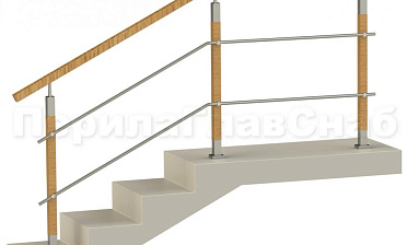 Два ригеля на держателях, квадратный деревянный поручень и квадратные деревянные стойки купить в Екатеринбурге