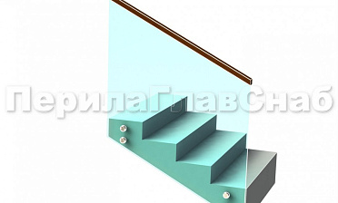 Ограждение с квадратным деревянным поручнем на точечном креплении на лестнице купить в Екатеринбурге