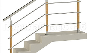 Три ригеля на держателях, квадратные поручень и деревянные стойки в Екатеринбурге. Готовые проекты ПерилаГлавСнаб Три ригеля на держателях, квадратные поручень и деревянные стойки в Екатеринбурге. Готовые проекты ПерилаГлавСнаб