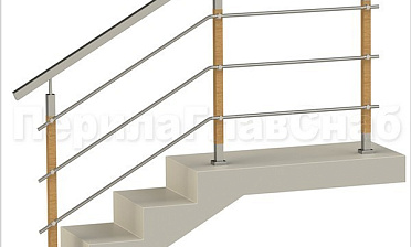 Три ригеля на держателях, квадратные поручень и деревянные стойки купить в Екатеринбурге