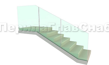 Цельностеклянное ограждение на зажимном алюминиевом профиле для крыльца купить в Екатеринбурге