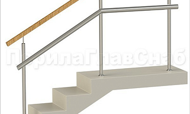 Ограждения с квадратным деревянным поручнем и дополнительным поручнем без ригелей купить в Екатеринбурге