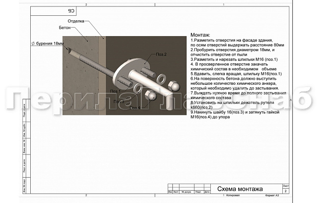 Комплект фурнитуры для козырька 1200х1800 (на вантах/тягах) k671-12-18 4